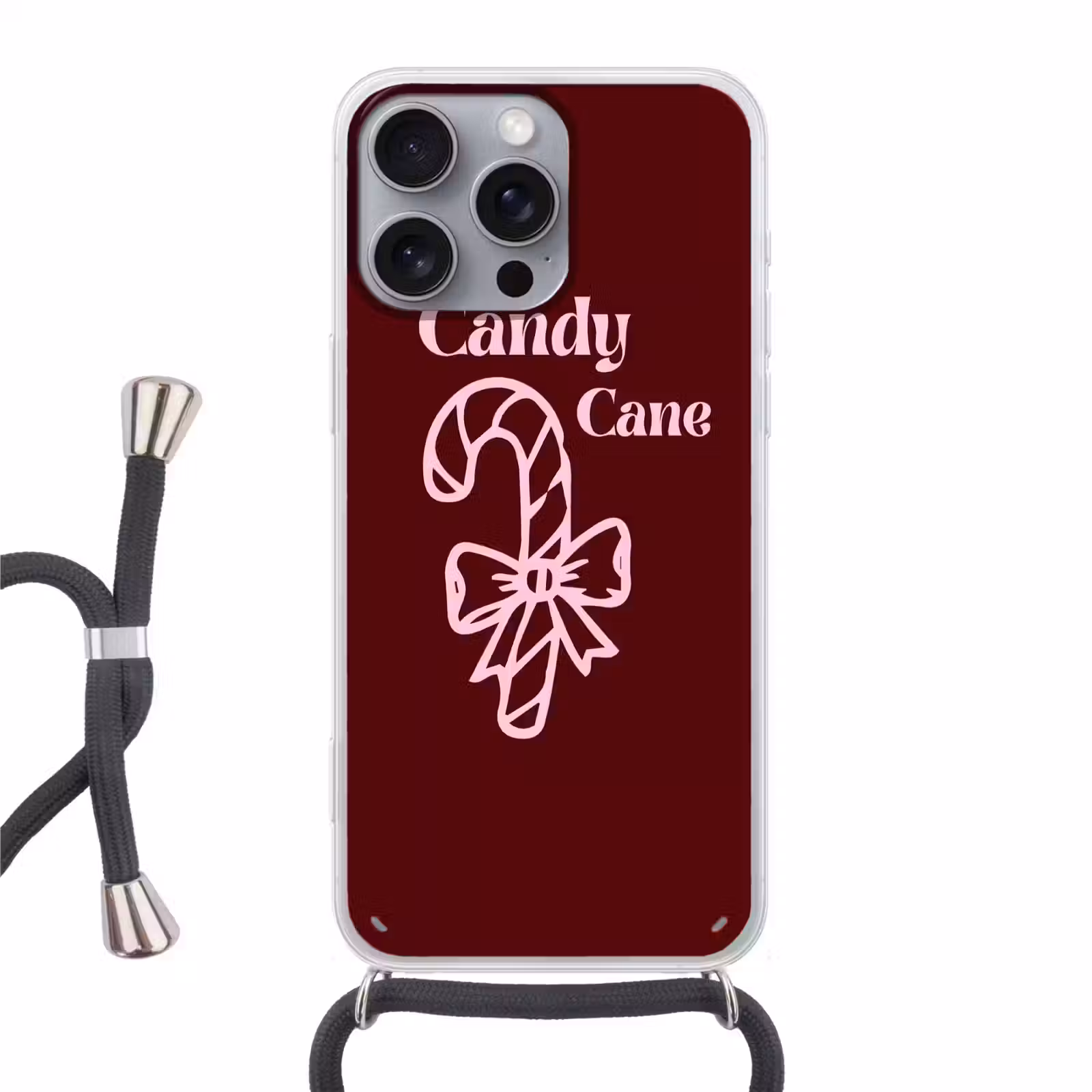 Telefoonhoesje met koord - Kerst - Snoep - Tekst - Roze — 1