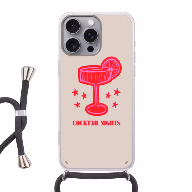 Telefoonhoesje met koord - Cocktail - Kerst - Beige - Roze — 1
