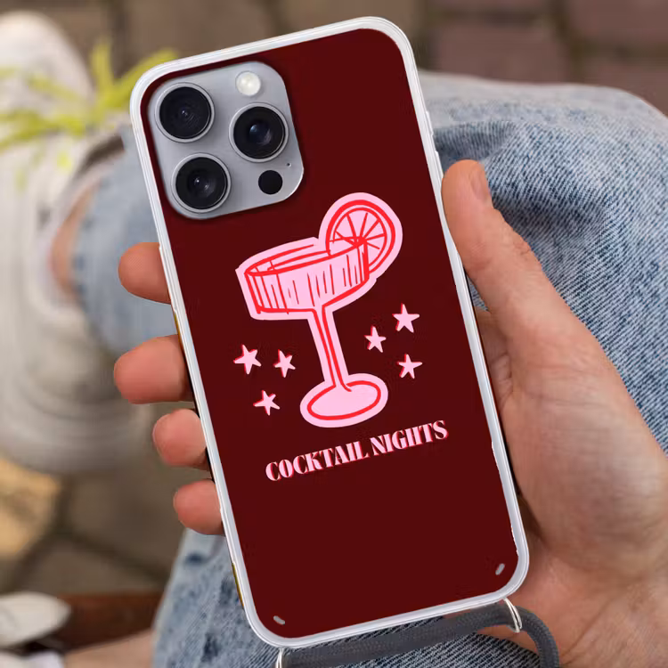 Telefoonhoesje met koord - Cocktail - Kerst - Burgundy - Roze — 2