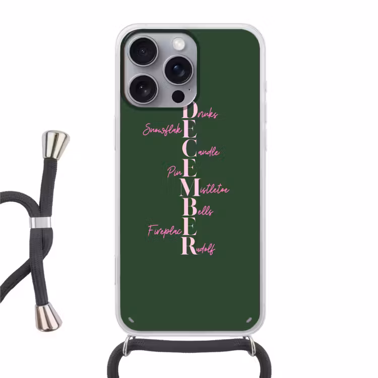 Telefoonhoesje met koord - December - Tekst - Kerst - Groen — 1