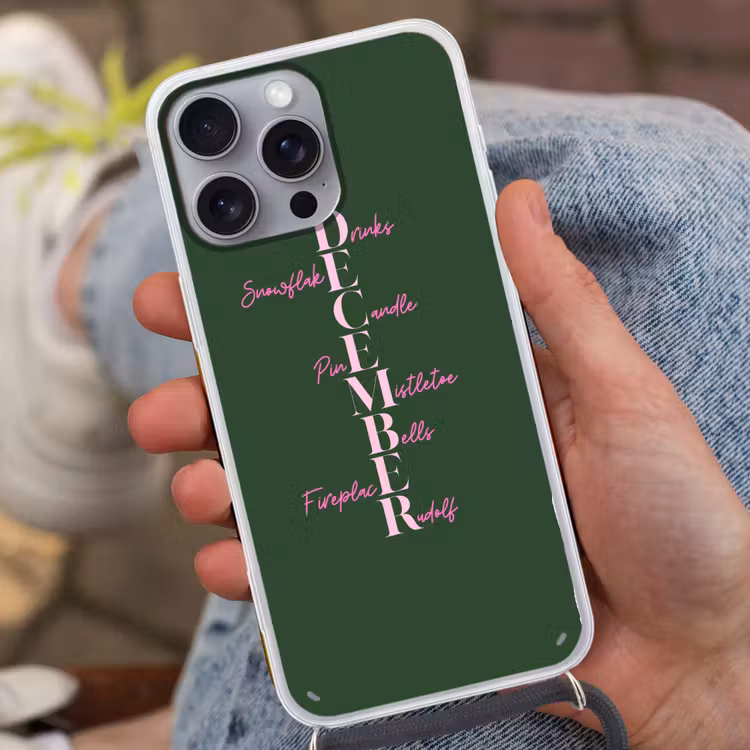 Telefoonhoesje met koord - December - Tekst - Kerst - Groen — 2