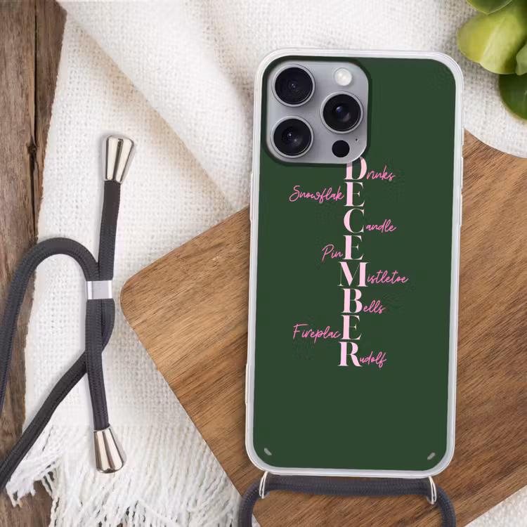 Telefoonhoesje met koord - December - Tekst - Kerst - Groen — 3