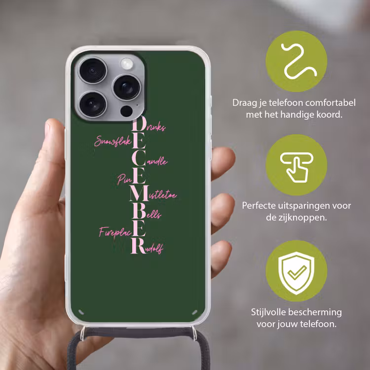 Telefoonhoesje met koord - December - Tekst - Kerst - Groen — 4