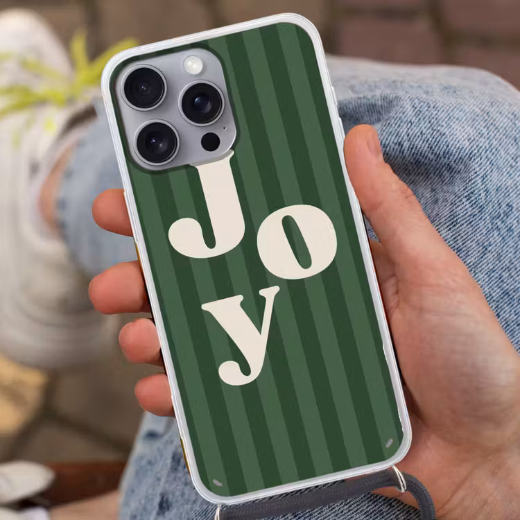 Telefoonhoesje met koord - Joy - Kerst - Tekst - Groen — 2