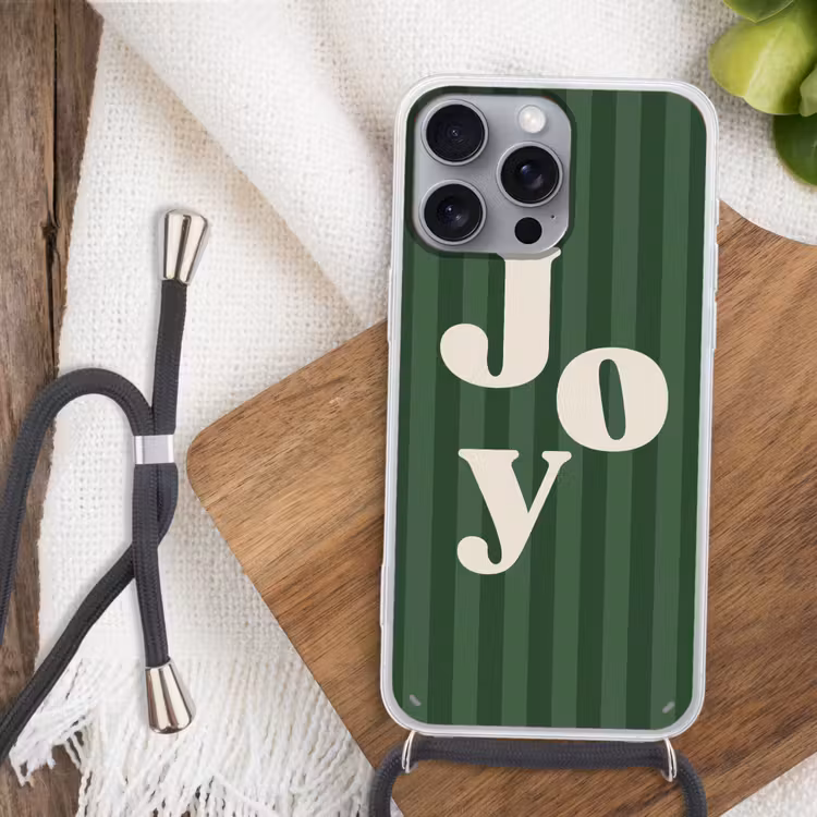 Telefoonhoesje met koord - Joy - Kerst - Tekst - Groen — 3