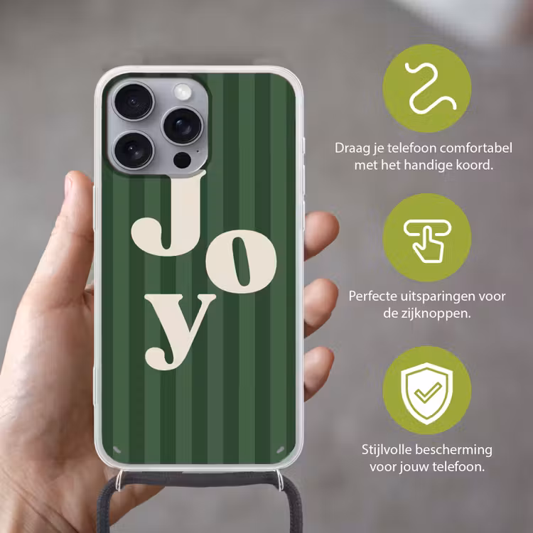 Telefoonhoesje met koord - Joy - Kerst - Tekst - Groen — 4