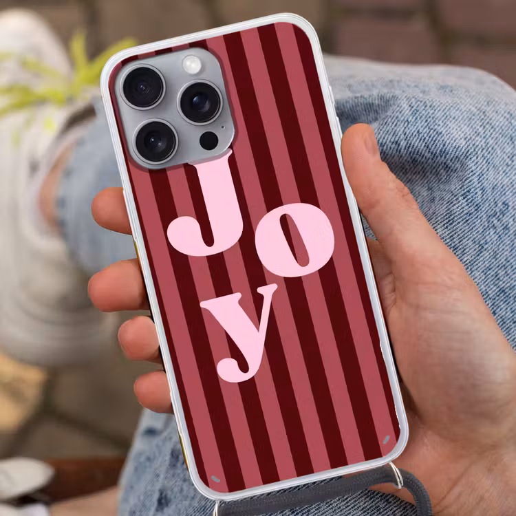 Telefoonhoesje met koord - Joy - Kerst - Tekst - Roze — 2