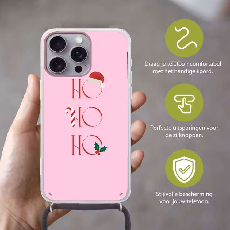 Telefoonhoesje met koord - Kerst - Tekst - Roze - Illustratie — 4