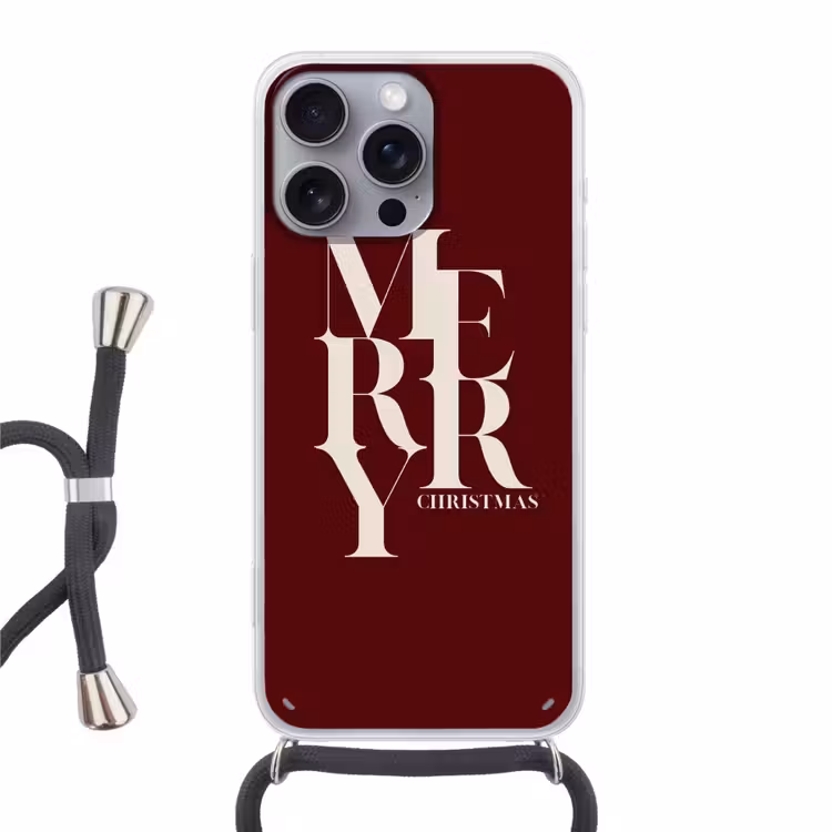 Telefoonhoesje met koord - Merry - Tekst - Donker - Rood — 1