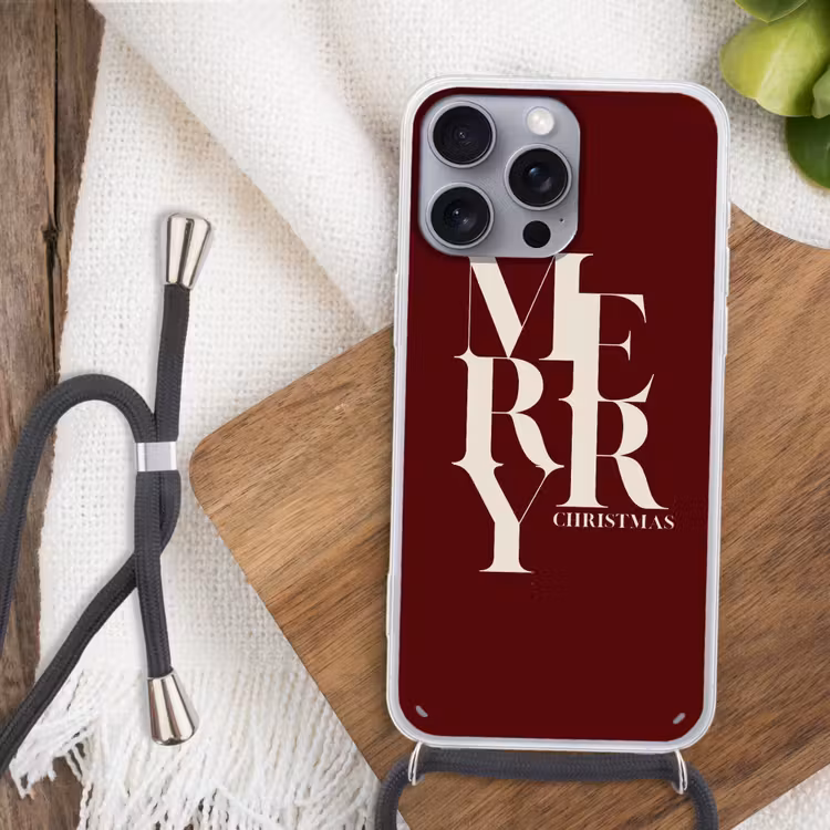 Telefoonhoesje met koord - Merry - Tekst - Donker - Rood — 3