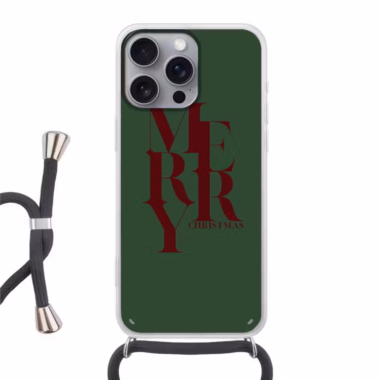 Telefoonhoesje met koord - Merry - Tekst - Groen - Kerst — 1