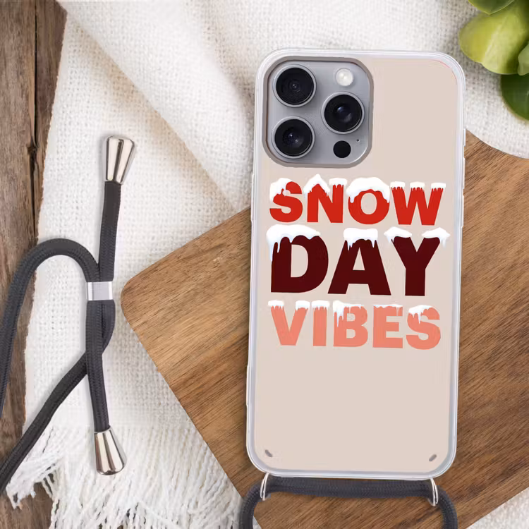 Telefoonhoesje met koord - Sneeuw - Kerst - Tekst - Rood — 3