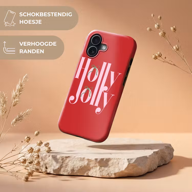 Telefoonhoesje Toughcase - Kerst - Roze - Rood - Tekst — 5