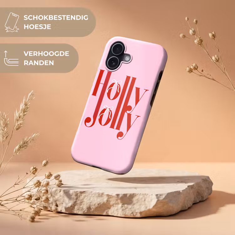 Telefoonhoesje Toughcase - Kerst - Tekst - Rood - Roze — 5