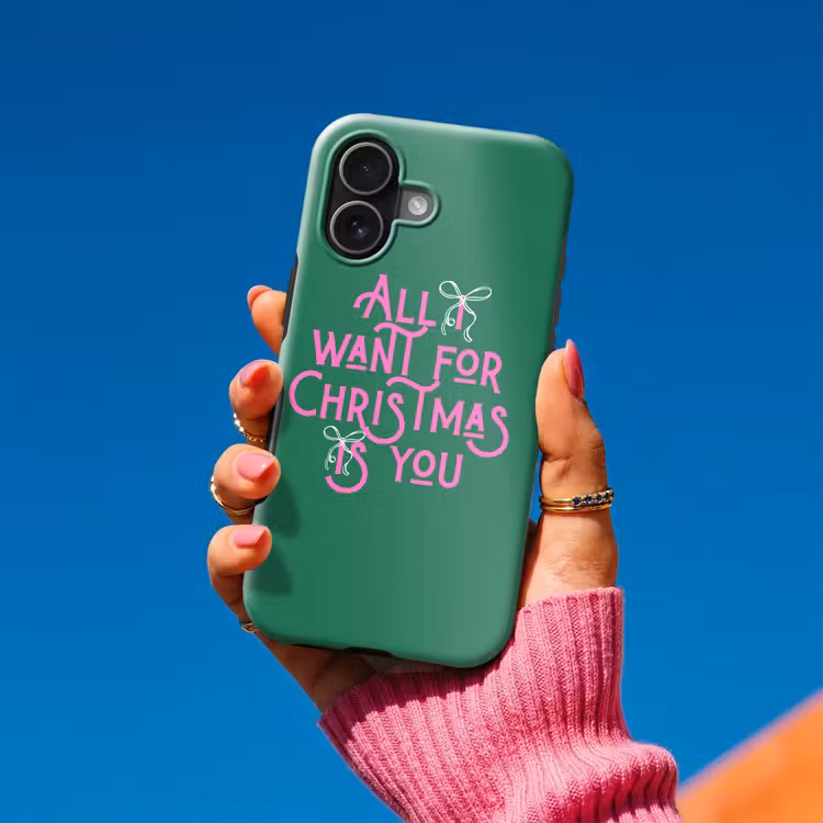Telefoonhoesje Toughcase - Kerst - Tekst - Roze - Groen — 2