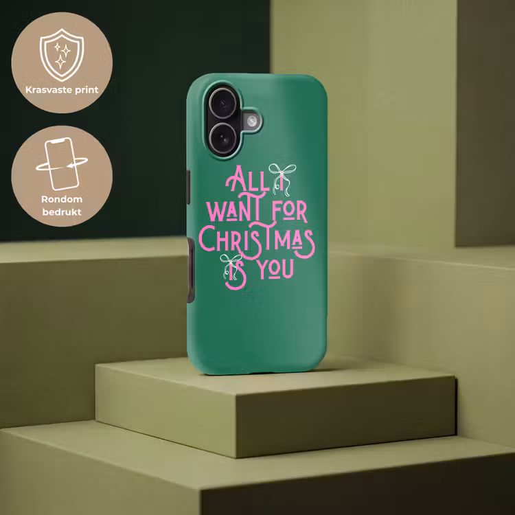 Telefoonhoesje Toughcase - Kerst - Tekst - Roze - Groen — 7