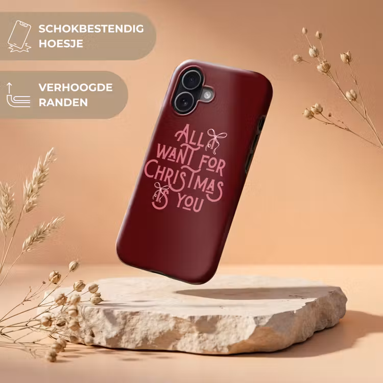 Telefoonhoesje Toughcase - Tekst - Kerst - Rood - Roze — 5