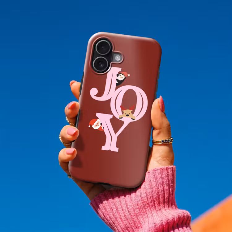 Telefoonhoesje Toughcase - Joy - Kerst - Animatie - Rood - Roze — 2