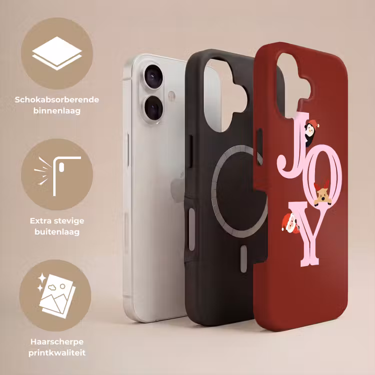 Telefoonhoesje Toughcase - Joy - Kerst - Animatie - Rood - Roze — 3