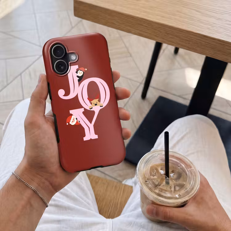 Telefoonhoesje Toughcase - Joy - Kerst - Animatie - Rood - Roze — 4