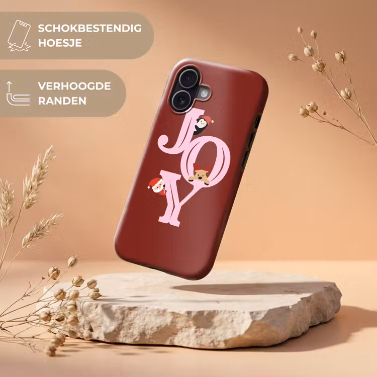 Telefoonhoesje Toughcase - Joy - Kerst - Animatie - Rood - Roze — 5
