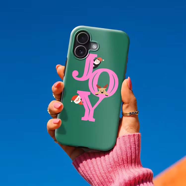 Telefoonhoesje Toughcase - Joy - Kerst - Animatie - Roze - Groen — 2