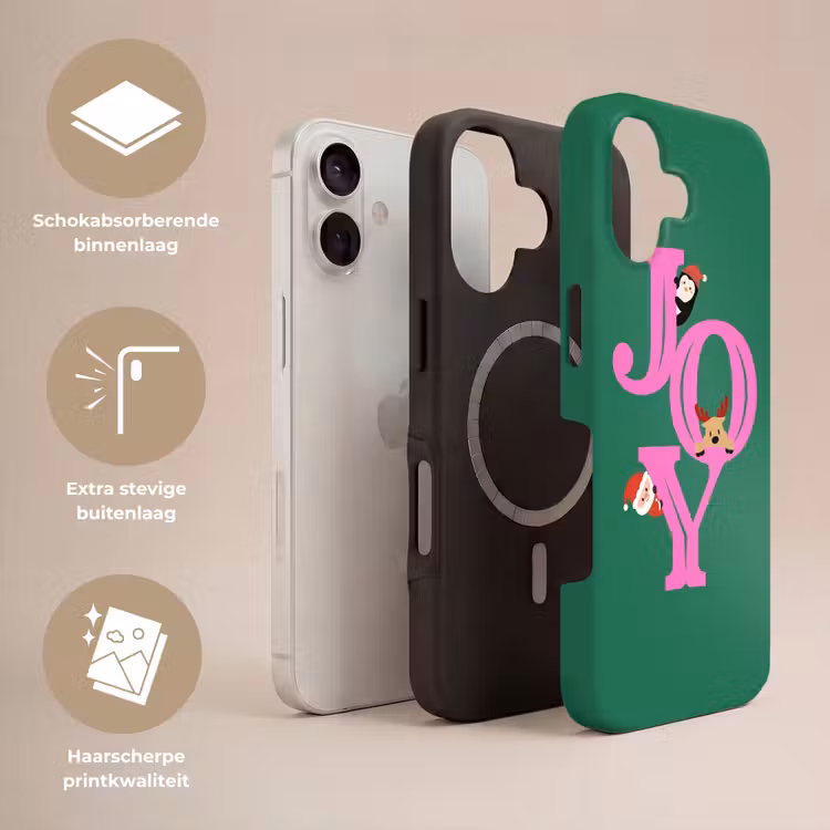 Telefoonhoesje Toughcase - Joy - Kerst - Animatie - Roze - Groen — 3
