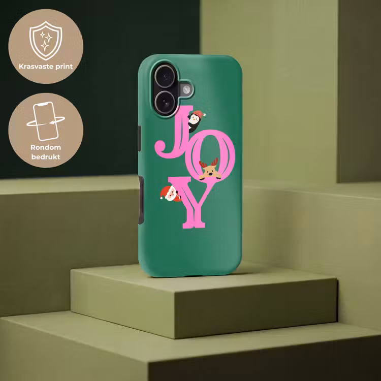 Telefoonhoesje Toughcase - Joy - Kerst - Animatie - Roze - Groen — 7