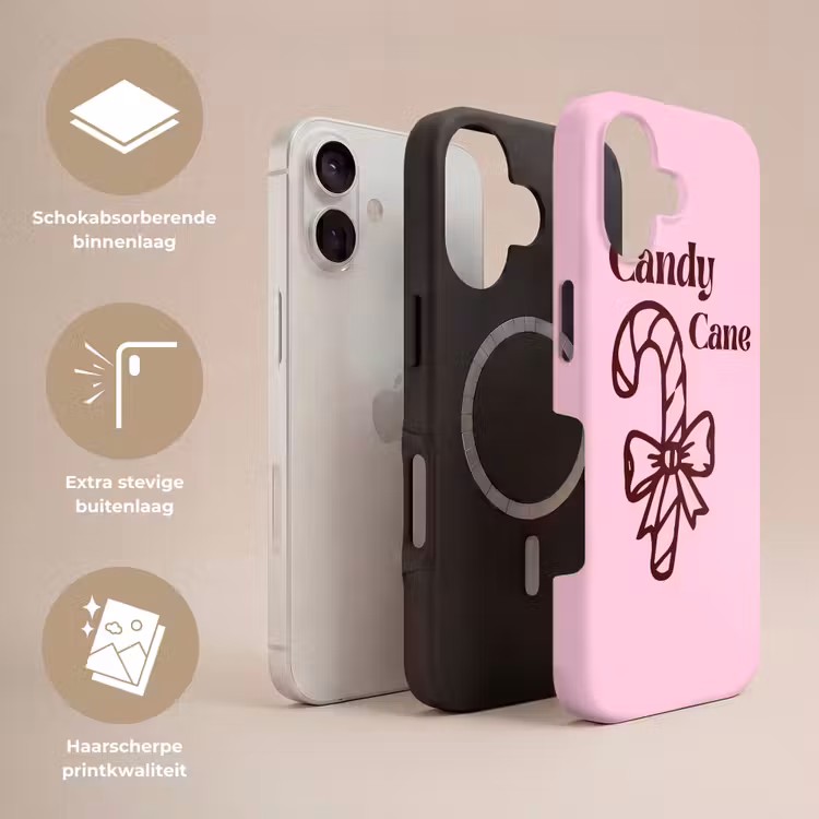 Telefoonhoesje Toughcase - Kerst - Snoep - Tekst - Bruin - Roze — 3