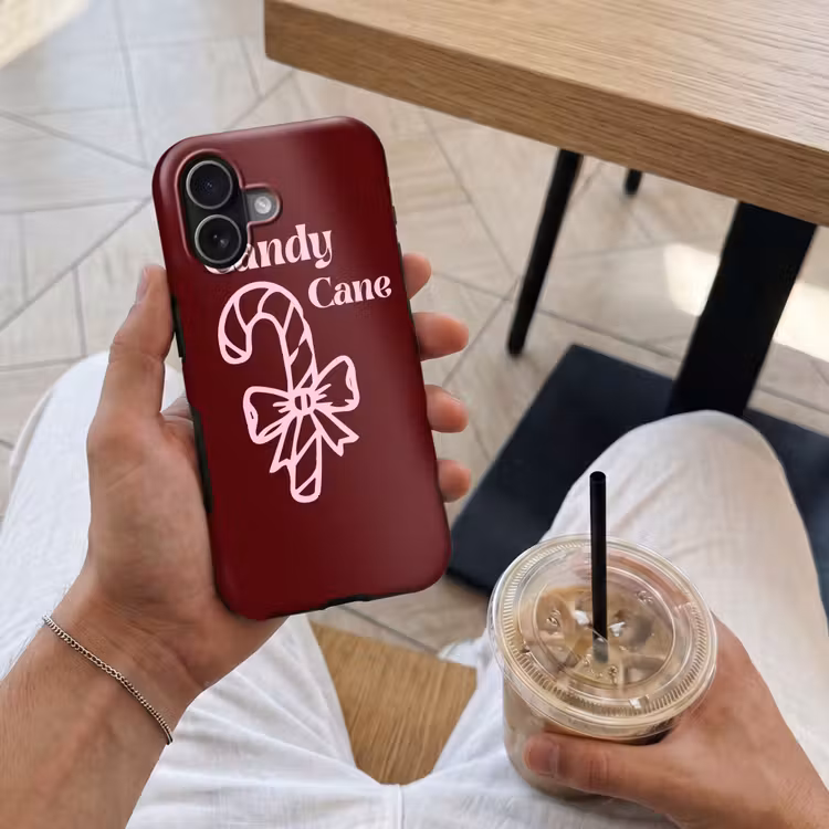 Telefoonhoesje Toughcase - Kerst - Snoep - Tekst - Roze — 4