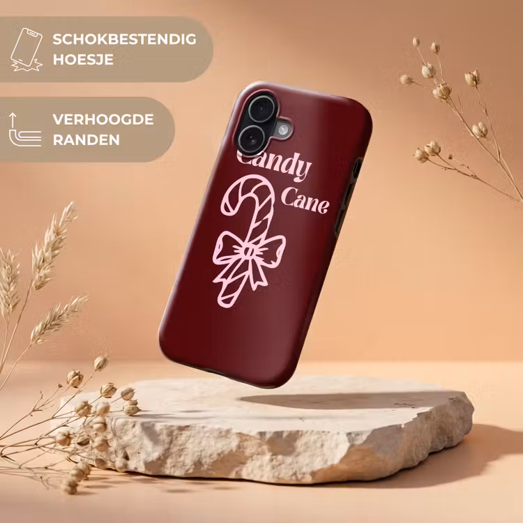 Telefoonhoesje Toughcase - Kerst - Snoep - Tekst - Roze — 5