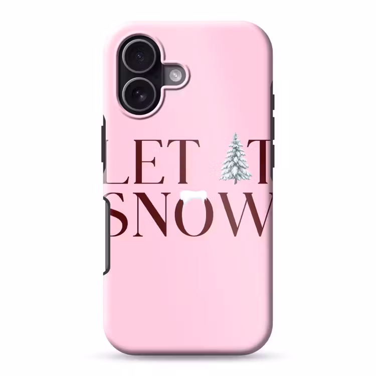 Telefoonhoesje Toughcase - Kerst - Tekst - Sneeuw - Roze — 1