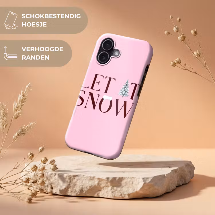 Telefoonhoesje Toughcase - Kerst - Tekst - Sneeuw - Roze — 5