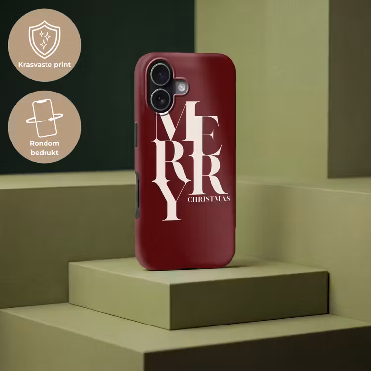 Telefoonhoesje Toughcase - Merry - Tekst - Donker - Rood — 7
