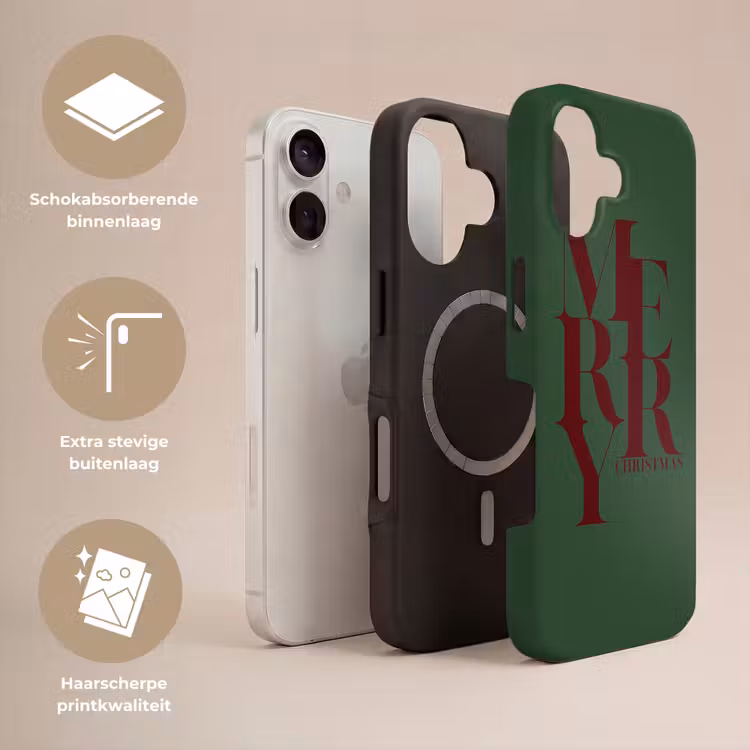Telefoonhoesje Toughcase - Merry - Tekst - Groen - Kerst — 3