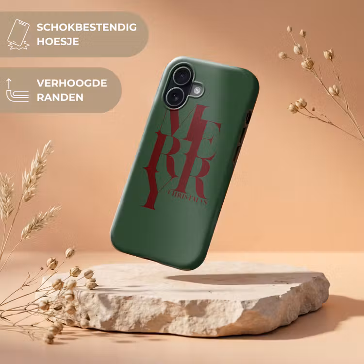 Telefoonhoesje Toughcase - Merry - Tekst - Groen - Kerst — 5