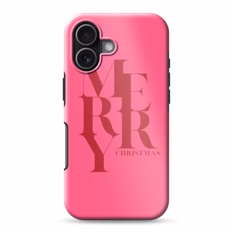 Telefoonhoesje Toughcase - Merry - Tekst - Kerst - Roze — 1