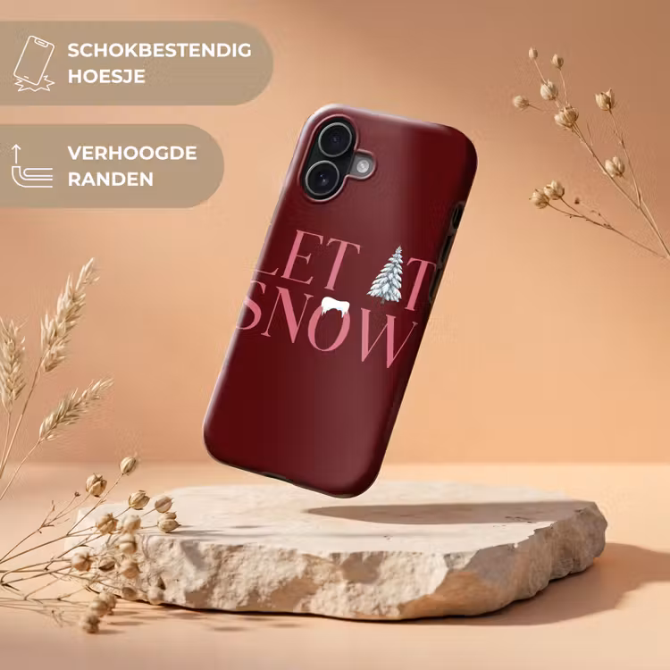 Telefoonhoesje Toughcase - Tekst - Kerst - Sneeuw - Roze — 5