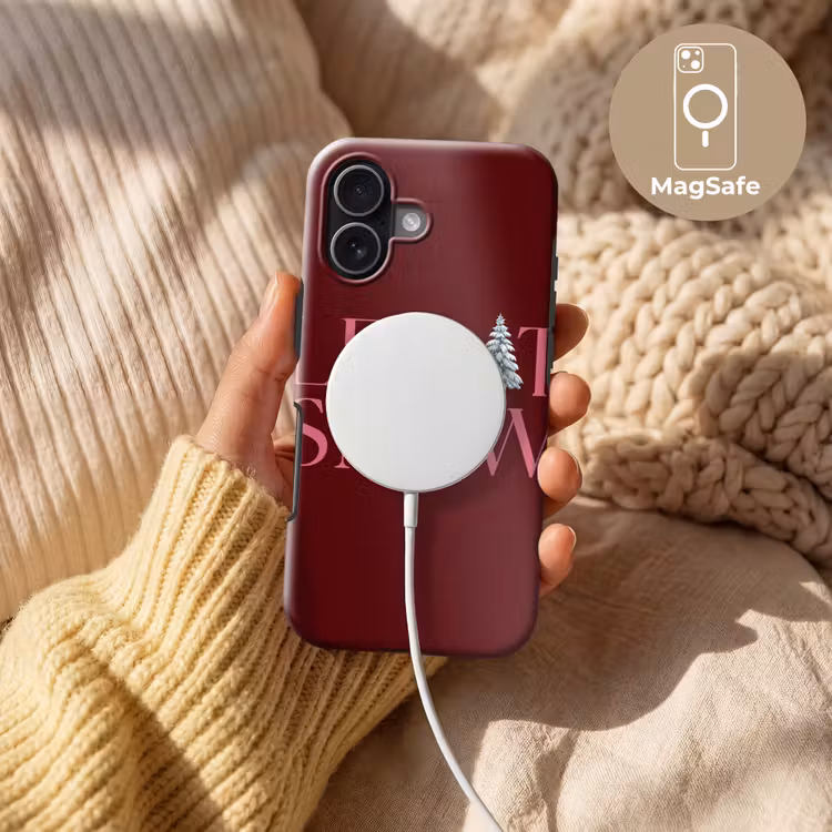 Telefoonhoesje Toughcase - Tekst - Kerst - Sneeuw - Roze — 8