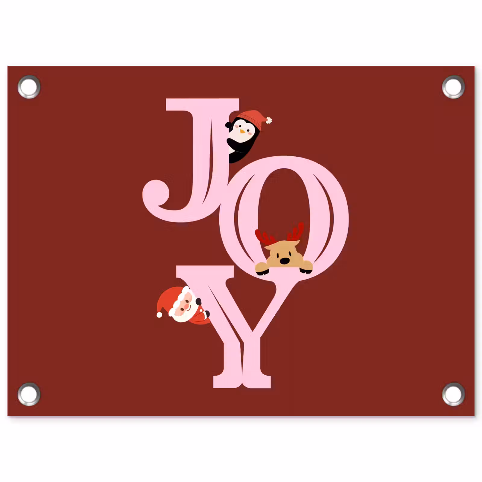 Tuinposter - Joy - Kerst - Animatie - Rood - Roze — 1
