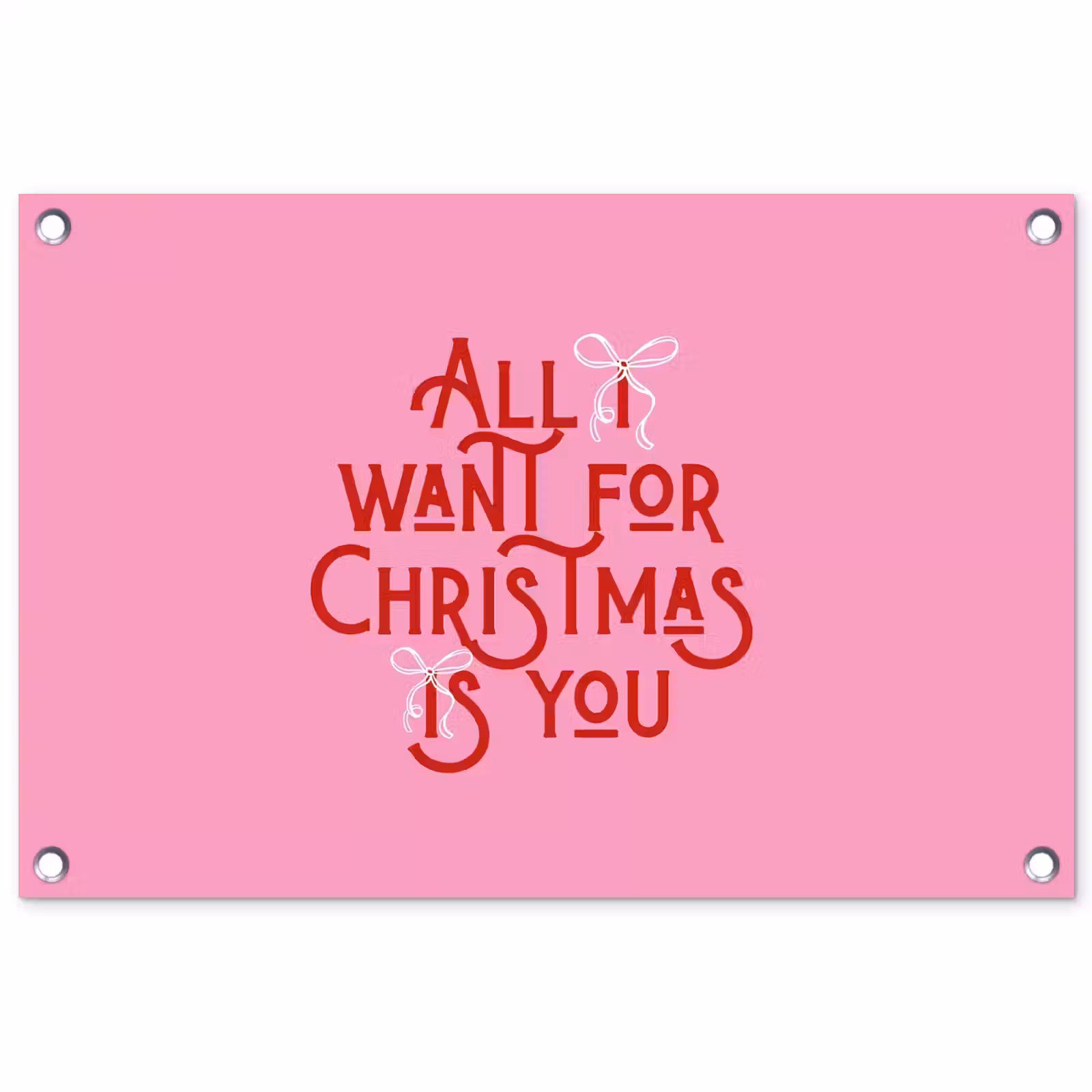 Tuinposter - Tekst - Kerst - Roze - Rood — 1