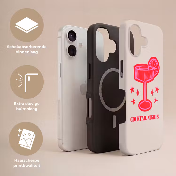 Telefoonhoesje Toughcase - Cocktail - Kerst - Beige - Roze — 3
