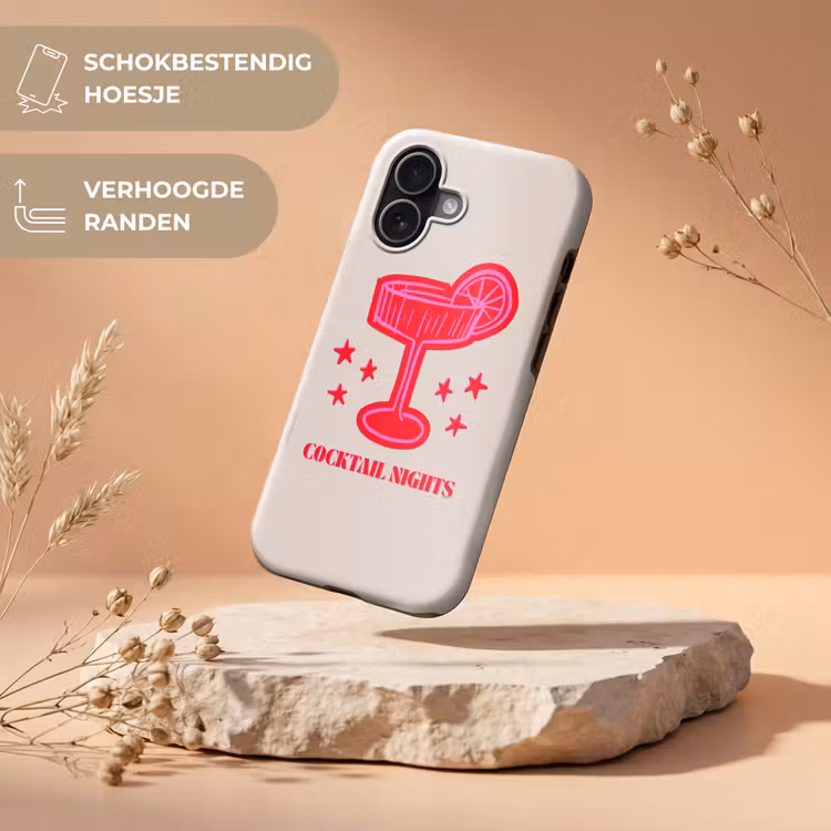 Telefoonhoesje Toughcase - Cocktail - Kerst - Beige - Roze — 5