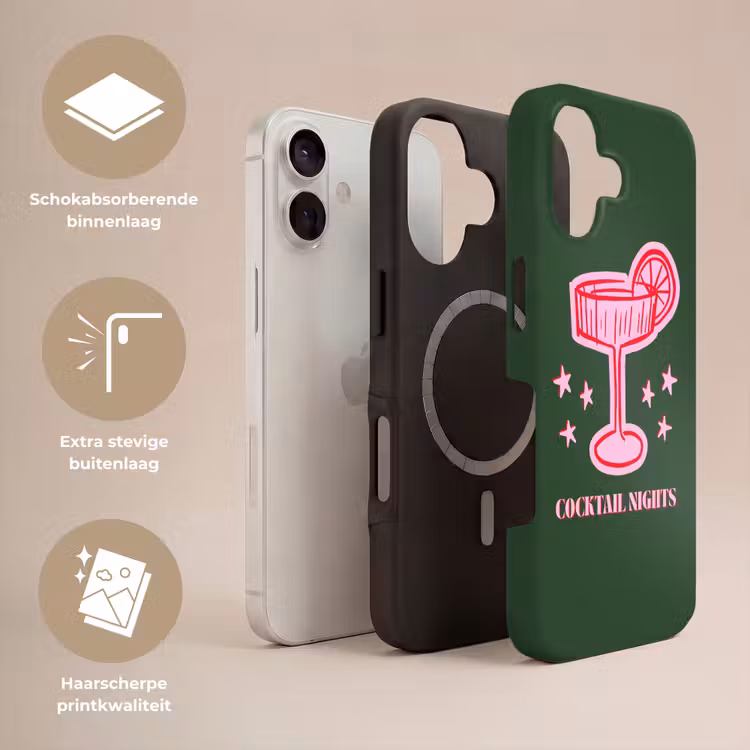 Telefoonhoesje Toughcase - Cocktail - Kerst - Roze - Groen — 3