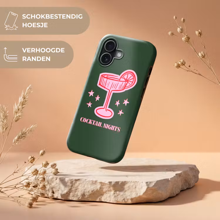 Telefoonhoesje Toughcase - Cocktail - Kerst - Roze - Groen — 5