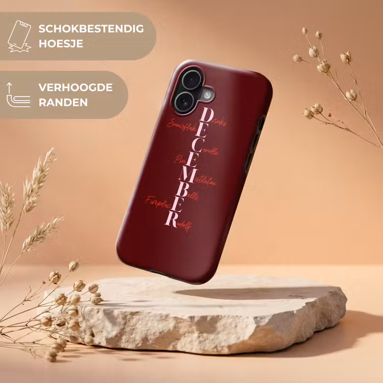 Telefoonhoesje Toughcase - December - Tekst - Kerst - Burgundy — 5