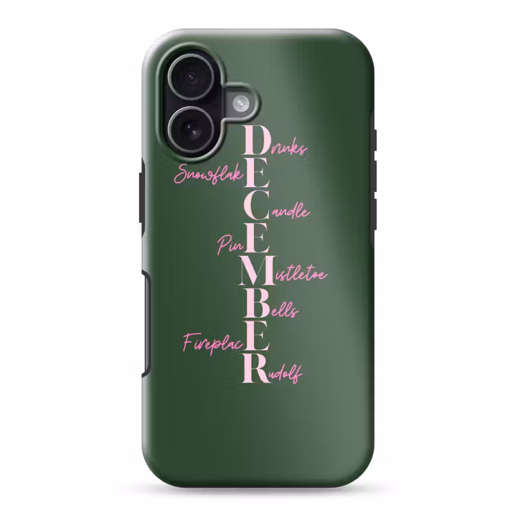 Telefoonhoesje Toughcase - December - Tekst - Kerst - Groen — 1