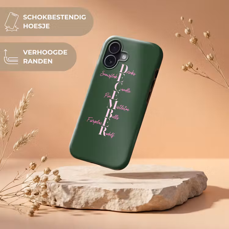 Telefoonhoesje Toughcase - December - Tekst - Kerst - Groen — 5