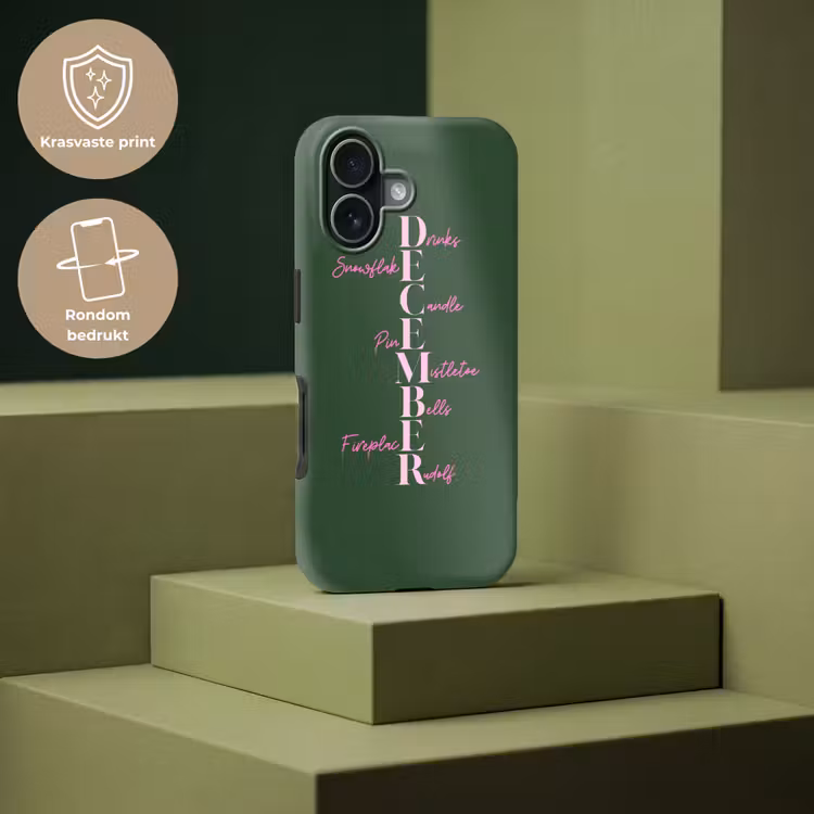 Telefoonhoesje Toughcase - December - Tekst - Kerst - Groen — 7