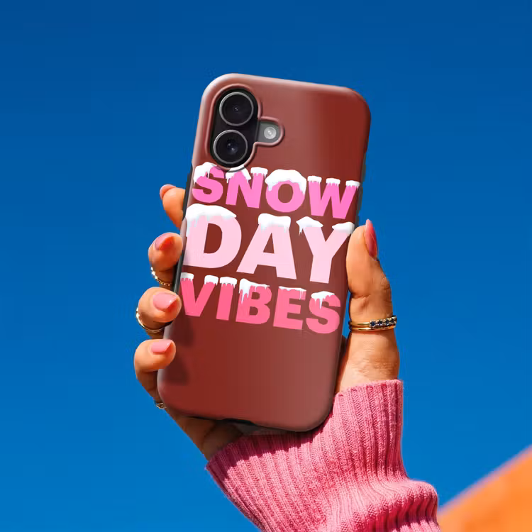 Telefoonhoesje Toughcase - Kerst - Tekst - Sneeuw - Rood - Roze — 2